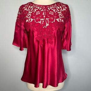 Salute Women’s 100% Silk Popover Lace Cami Top In Raspberry Pink Size S BNWOT!